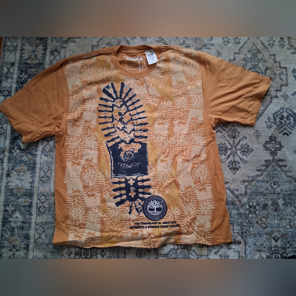 Timberland Yellow Boot Print Short Sleeve T Shirt ,Size XL/TG , New